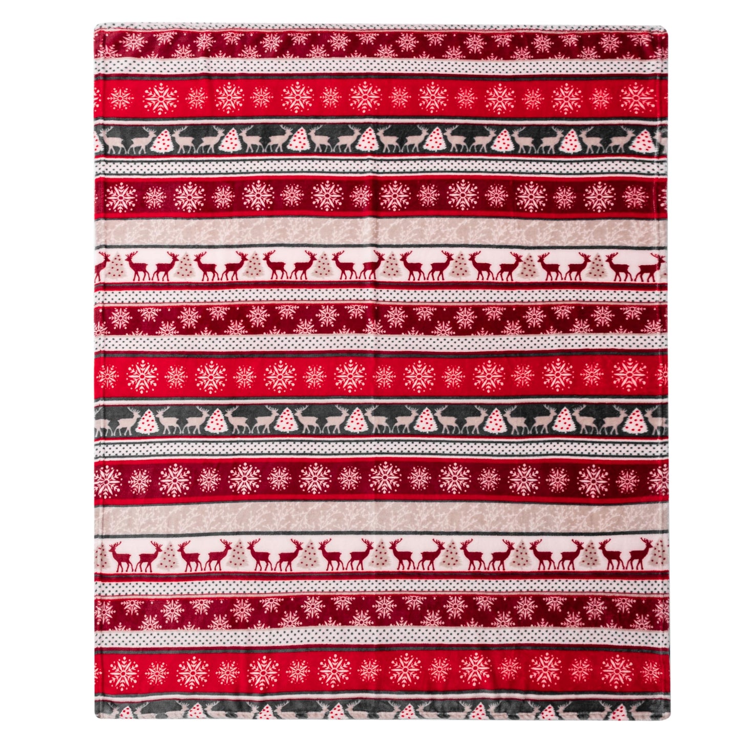 Pavilia Holiday Reindeer Snowflakes Fleece Throw Blanket | Soft, Plush, Warm Winter Cabin Throw, 50x60, Red
