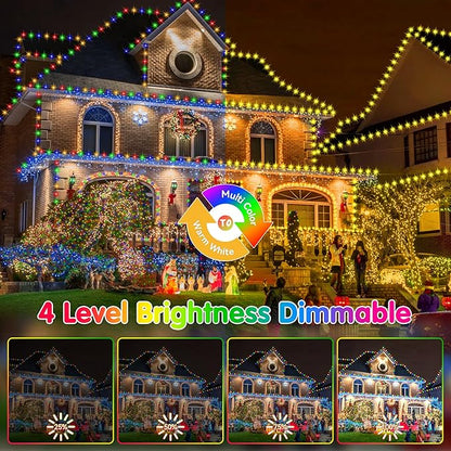 KNONEW 472FT 1200 Christmas Lights Outdoor Clear Wire Color Changing String Lights with 11 Modes & Timer Dimmable Fairy Light for Xmas Tree Roof Yard Wedding Decorations(Warm White to Multicolor)