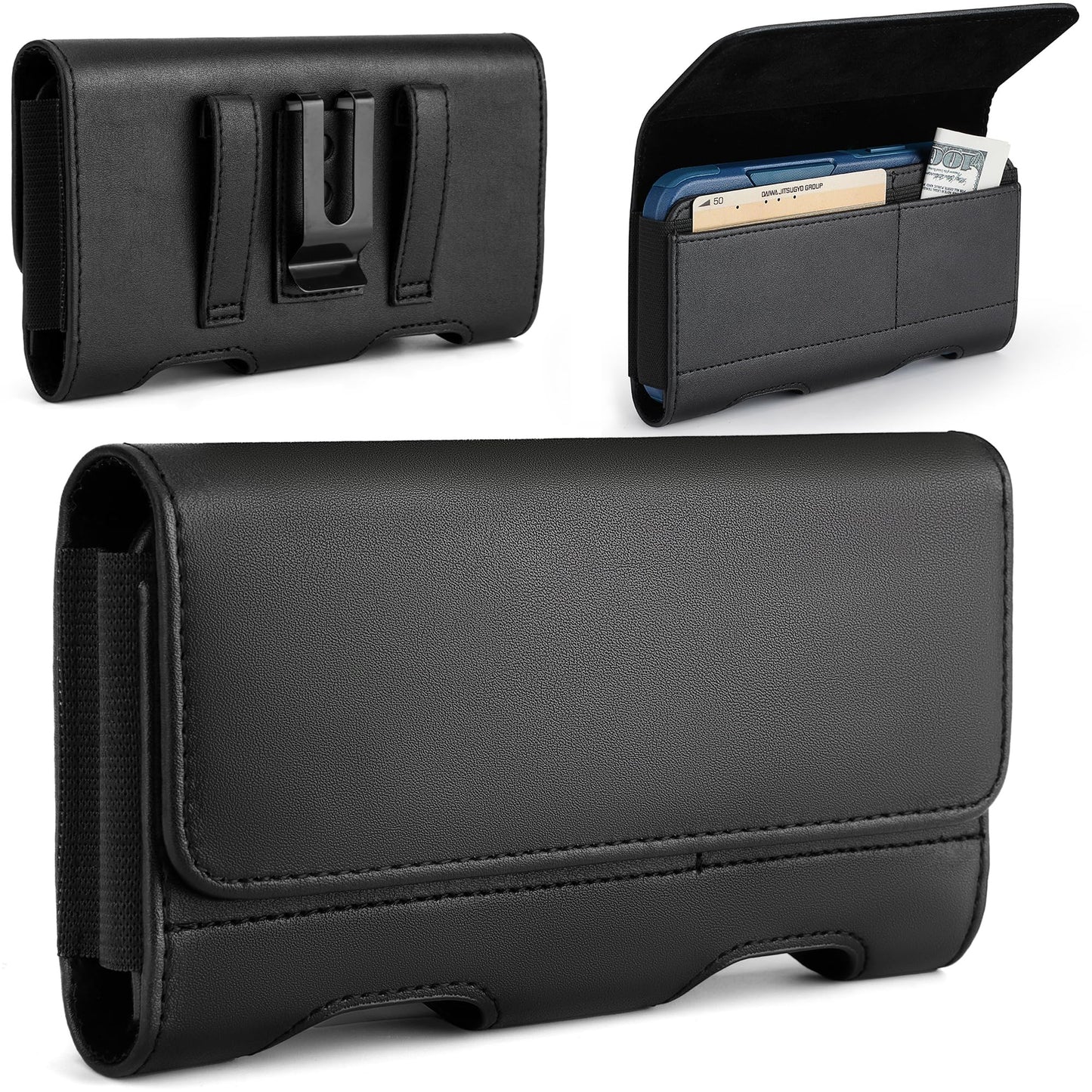 Mopaclle Phone Holster for iPhone 17 Pro Max, 17 Air, iPhone 16 Pro Max,15 Pro Max 15 Plus,14 Pro Max 13 Pro Max, 12 Pro Max,Premium Cell Phone Belt Holder for Men with Belt Clip ID Card Holder Pouch