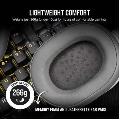 Corsair HS55 Wireless Multiplatform Lightweight Gaming Headset with Bluetooth - Dolby 7.1 Surround Sound - iCUE Compatible - PC, PS5, PS4, Nintendo Switch, Mobile - White