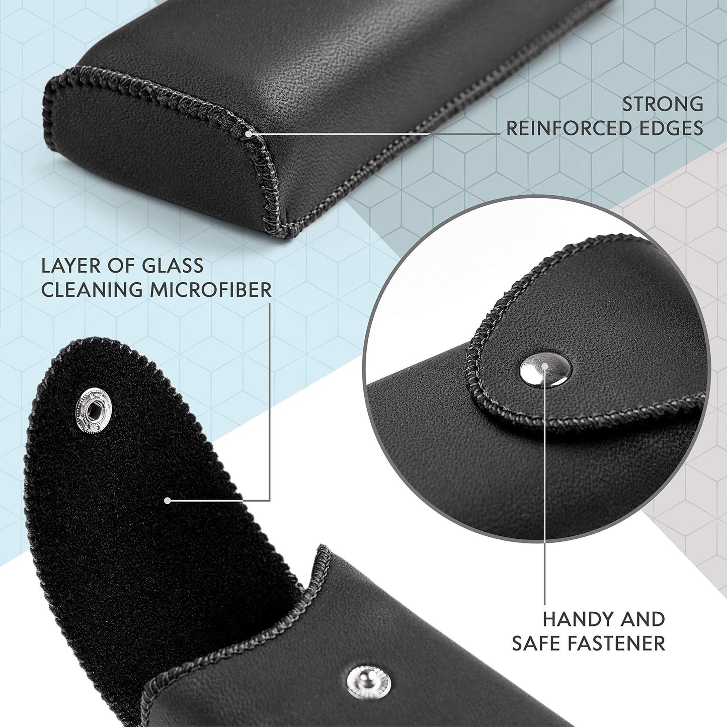 PU Leather Eyeglasses Case on Belt, Hard Eyeglass Case, Glasses Holder Belt Loop, Small Case For Eyeglass, Glasses Cases, Small Sunglasses Case, Reading Glasses Case Classy Style Black