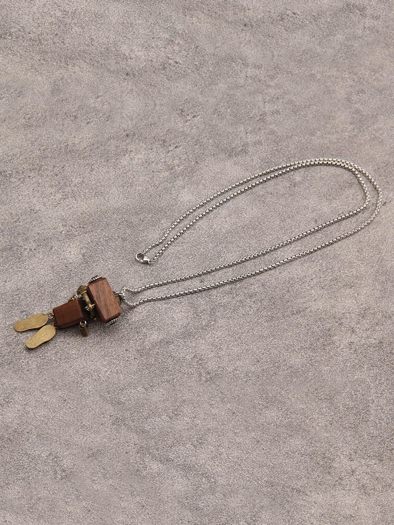 joymiao Wooden Pendant Necklace Steampunk Necklace Womens Gold Necklace Vintage Leather Choker Stainless Necklace Chain Hippie Choker Necklace