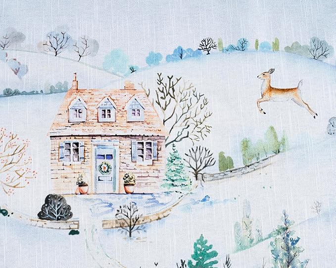 Maison d' Hermine Table Cloth Rectangle Table 100% Cotton 70 x 108 Inches Fall Tablecloth Reusable Everyday Use for Thanksgiving Christmas Decorations Dining Farmhouse Party (Snowy World)