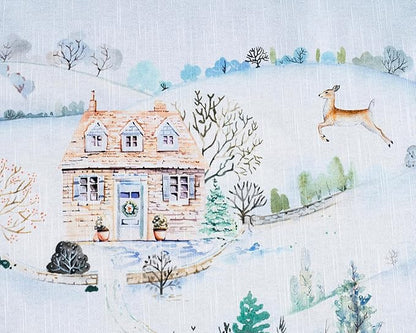 Maison d' Hermine Table Cloth Rectangle Table 100% Cotton 60 x 90 Inches Fall Tablecloth Reusable Everyday Use for Thanksgiving Christmas Decorations Dining Farmhouse Party (Snowy World)
