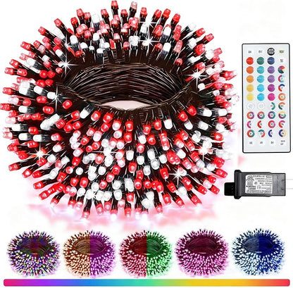 Color Changing Christmas String Lights with Remote, 35 Colors 66FT 200LED String Lights Outdoor Decoration, Connectable Fairy Lights Plug in for XMAS Tree Thanksgiving Christmas Decor, Green Wire