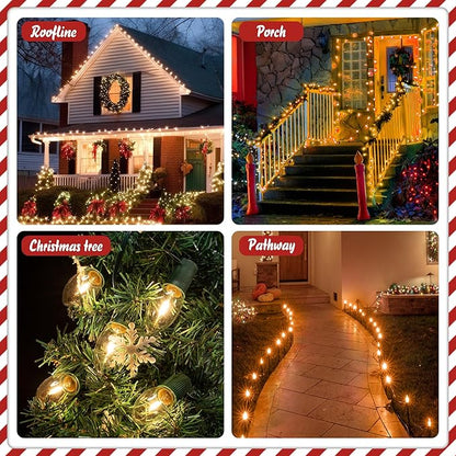 50 FT C9 LED Christmas Lights Outdoor With Clips, Large Bulb String Lights, Warm White Roofline Lights for House and Garden Xmas Decoration