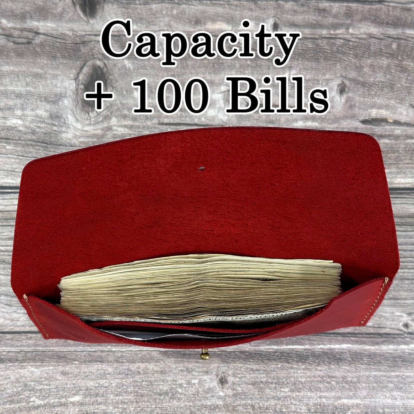 Thot Ra Leather Cash Envelope Wallet, Money Pouch Reusable Budget Envelope Wallet, Leather Cash Holder With One Slot Holder, Handmade, Full Grain Leather Vintage (Red)