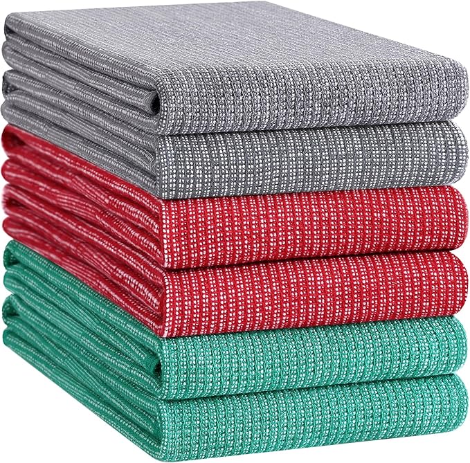 Homaxy Premium Kitchen Towels, Large Cotton Kitchen Hand Towels, Flat and Terry