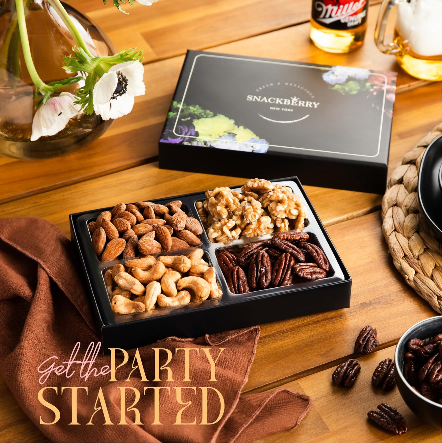 Variety Nuts Gift Basket, Nut Platter, Thanksgiving Gift Basket, Gift Box for Birthday. Anniversary, Get Well Gift, Gift for Him, Her and Family, Snackberry (1 Pack)