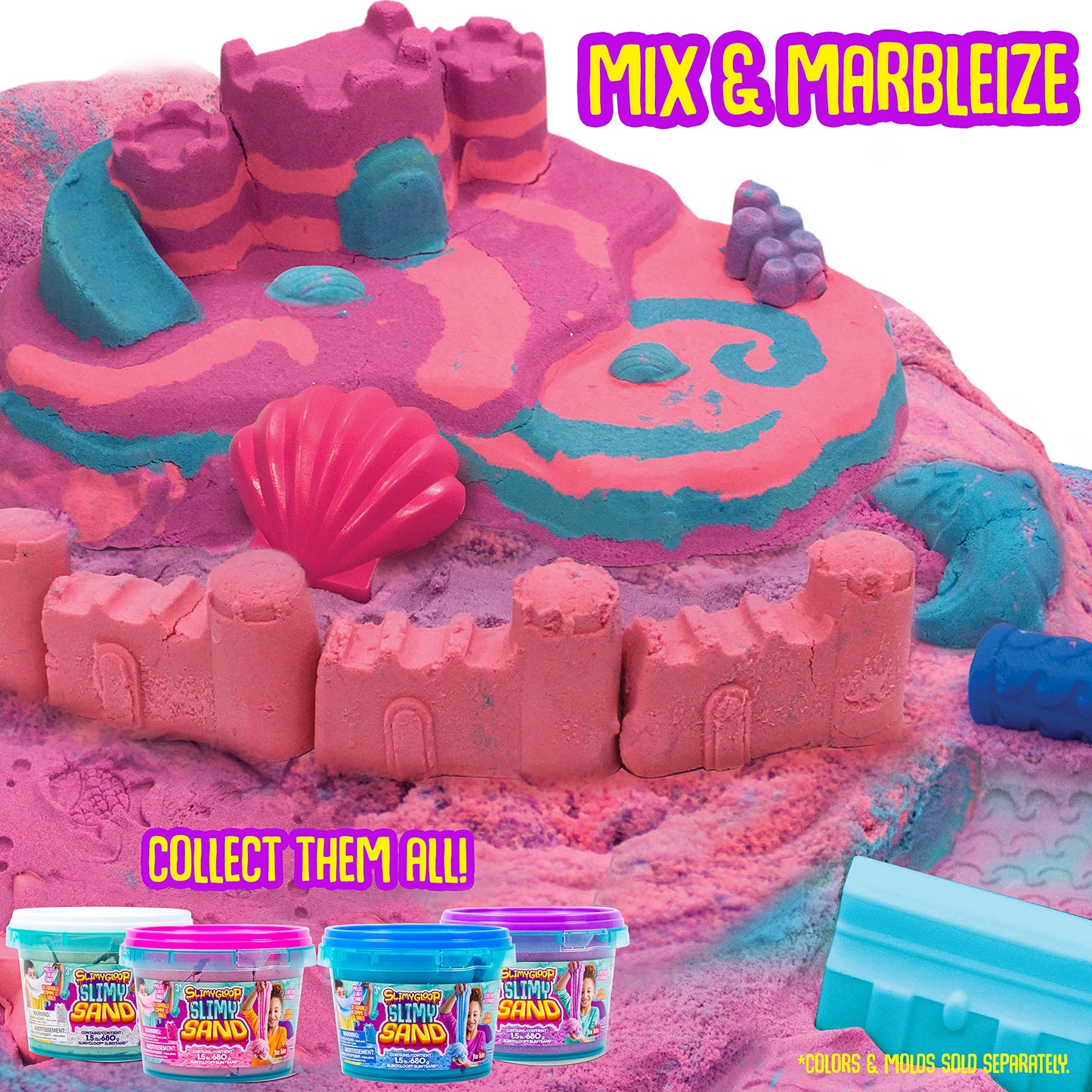 SLIMYSAND by Horizon Group USA, 1.5 lbs of Berry Scented Moldable, Stretchable, Expandable Cloud Slime, Blue & Purple Marbled, Slimy Play Sand in Reusable Bucket, Non Stick, Sensory Activity