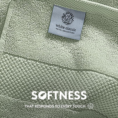 White Classic Luxury Light Green Hand Towels