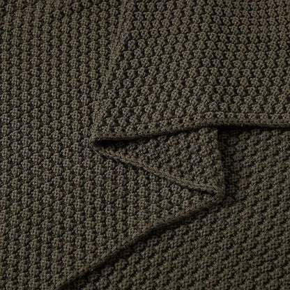 Longhui bedding Dark Brown Knitted Throw Blanket for Couch, Soft, Cozy Machine Washable 100% Cotton Sofa Knit Blankets, Heavy 3.0lb Weight, 51 x 63 Inches.