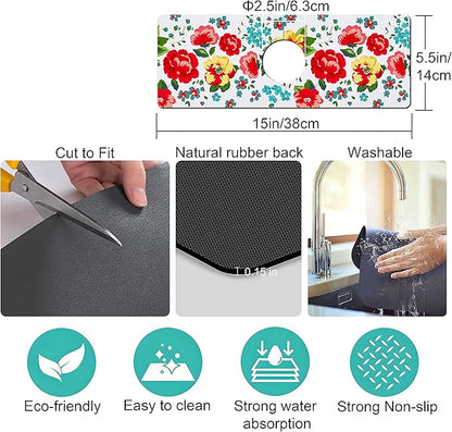 Kitchen Sink Splash Guard Faucet Mat Super Absorbent Fast Drying Mat Sink