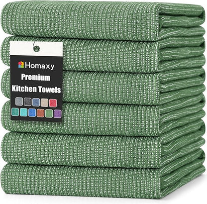 Homaxy Premium Kitchen Towels, Large Cotton Kitchen Hand Towels, Flat and Terry