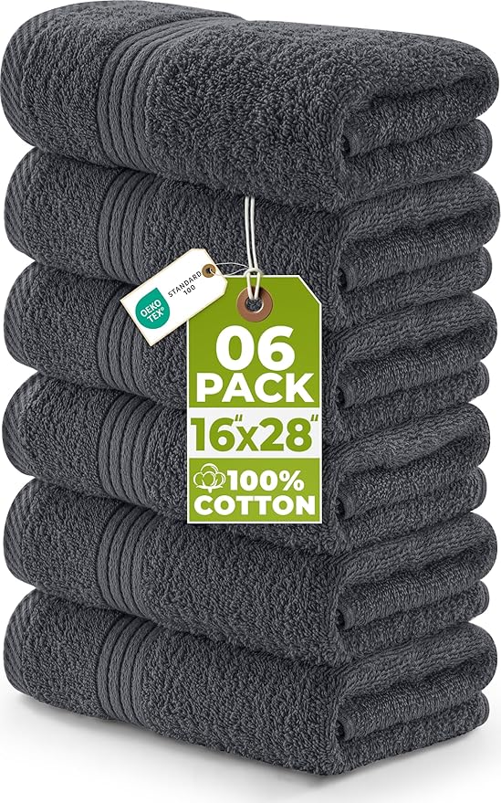 Utopia Towels 6 Piece Premium Hand Towels Set, 16 by 28 inches, 100% Ring Spun