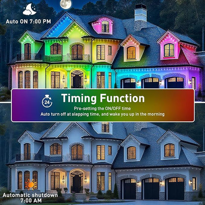 100ft Permanent Outdoor Lights,for House Roof, Christmas, Holiday, Party, Daily Lighting, IP67 Waterproof,RGB Eaves Lights with Multi Scene Modes for Halloween (300FT)