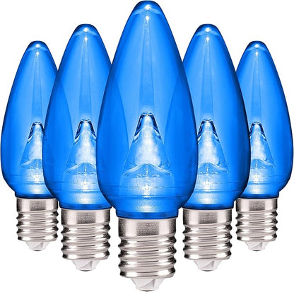 Holiday Lighting Outlet Smooth C9 Christmas Lights | Blue LED Bulbs for Indoor & Outdoor Christmas Decor | Set of 25