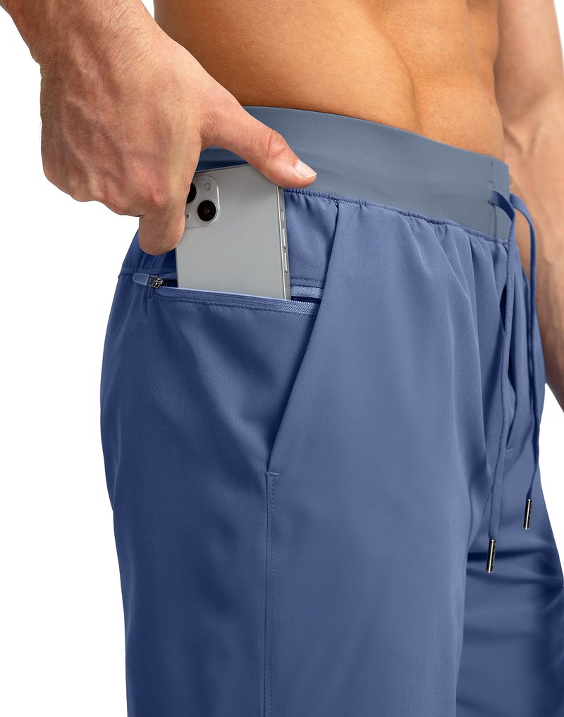 Soothfeel Men's Running Shorts with Zipper Pockets 7 Inch Lightweight Quick Dry Gym Athletic Workout Shorts for Men (Blue, XL)