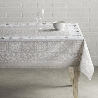 Maison d' Hermine Table Cloth Square Table 100% Cotton 54 x 54 Inches Fall Tablecloth Reusable Everyday Use for Thanksgiving Christmas Decorations Dining Farmhouse Party (Cozy Christmas)
