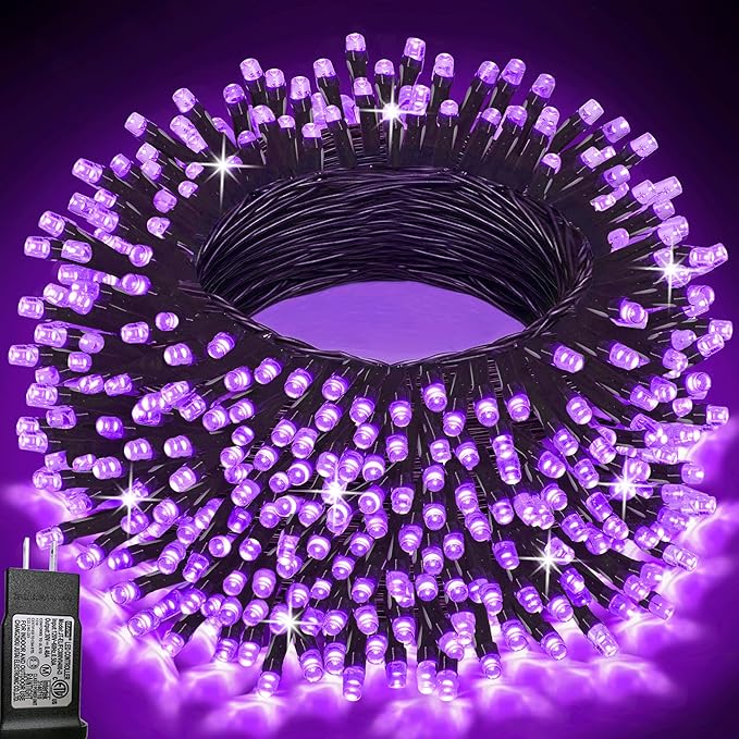 Purple Halloween Lights, 200 LED 66 ft Outdoor Halloween String Lights, 8 Modes Waterproof Decorative LED Purple Fairy Lights for Home Yard Patio Wedding Room Party Decoration