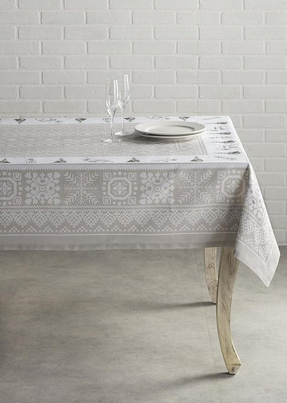 Maison d' Hermine Table Cloth Rectangle Table 100% Cotton 60 x 90 Inches Fall Tablecloth Reusable Everyday Use for Thanksgiving Christmas Decorations Dining Farmhouse Party (Cozy Christmas)