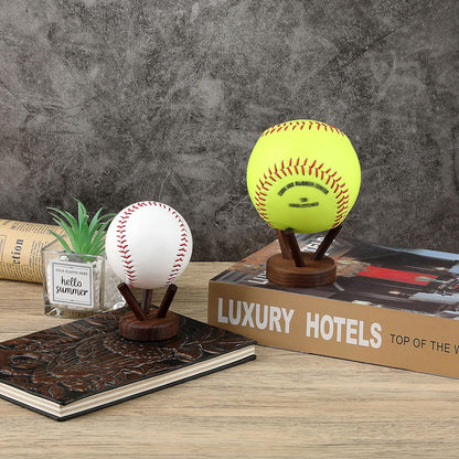 GUSHBIN Softball Holder Wooden Baseball Display Stand for Collector, Baseball Holder Small Sport Ball Display Rack for Softball Tennis Spheres,2 Inches Tall