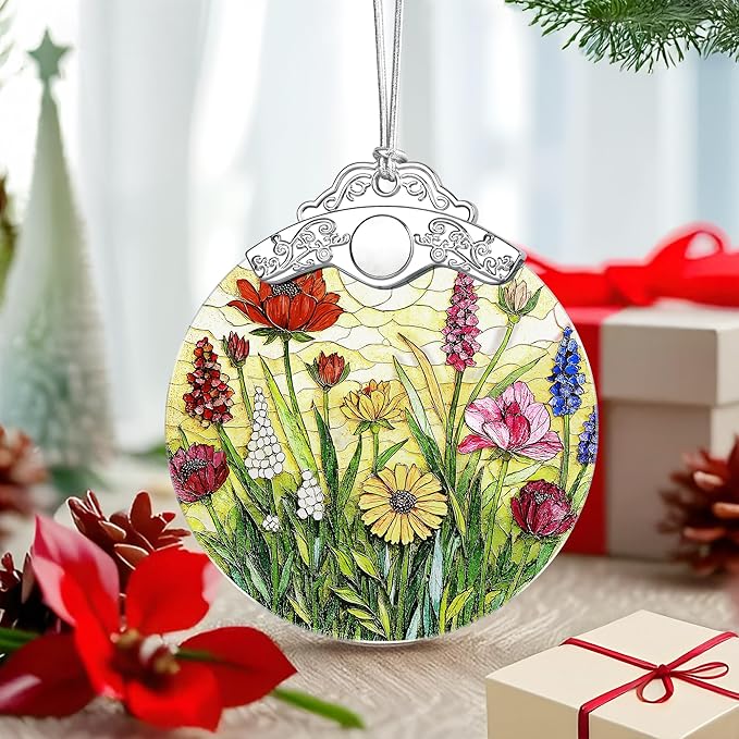 Wildflower Ornament – Christmas Decoration & Christmas Ornament; Stained Glass Holiday Decoration (Holiday Present, Bauble Present, Gift Idea, Gift Exchange) | Heirloom Keepsakes