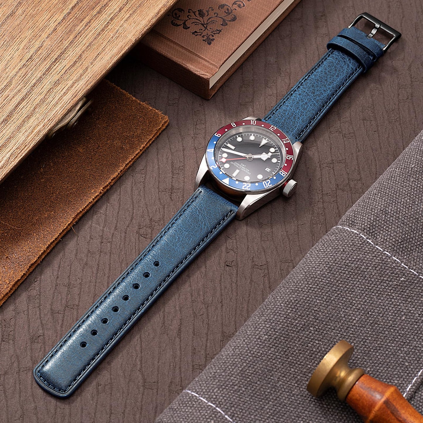SEURE Quick Release Watch Band,Top Genuine Leather Watch Straps 19mm 20mm 21mm 22mm 24mm for Men and Women (22mm, Dark Blue-Black)