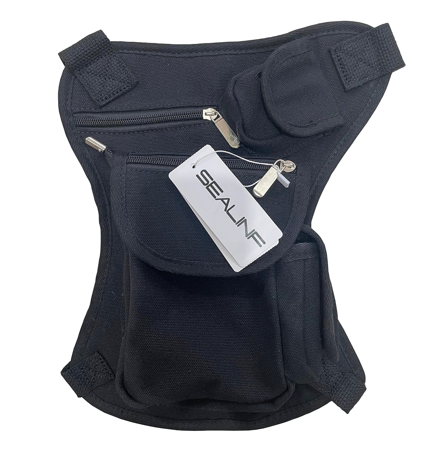 SEALINF Canvas Waist Bag Fanny Pack Racing Drop Leg Outdoor Bag (Black)