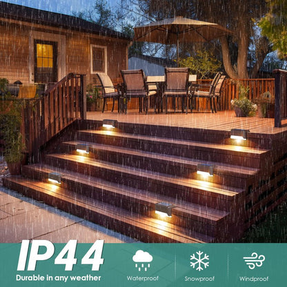 SOLPEX Solar Fence Lights Outdoor, Solar Step Lights Waterproof LED Deck Lights for Stair, Balcony, Railing, Front Porch, Yard, Garden and Patio Decor (8 Pack Warm White)