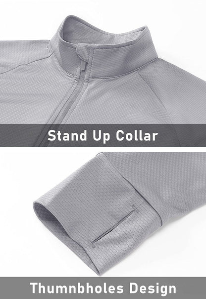 MAGCOMSEN Lightweight Jacket for Women UV Protection Long Sleeve Shirts Quick Dry Running Hiking Shirts Light Grey L