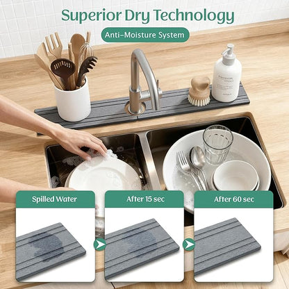 Stone Faucet Mat for Kitchen Sink Splash Guard 23.6" x 3.9"