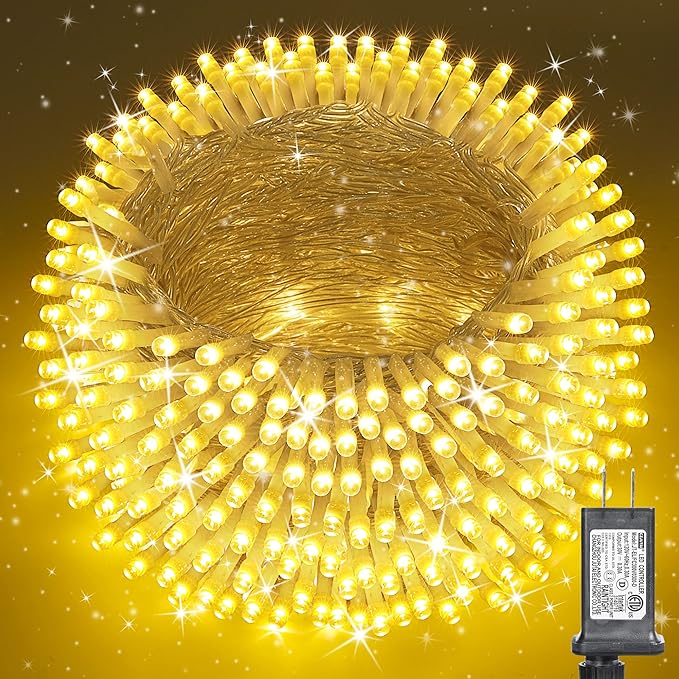 175Ft Christmas Lights Outdoor, 500 LED Christmas String Lights with 8 Modes, Timer, Waterproof Fairy Twinkle Light for Party, Garden, Patio Home Weddings Holiday Xmas Tree Decorations (Warm White)