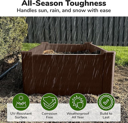 Raised Garden Bed - 2x4 ft Planter Box - Brown HDPE - No Tools Needed - DIY Kit for Urban Gardening, Flowers, Herbs & Vegetables - Made in The USA