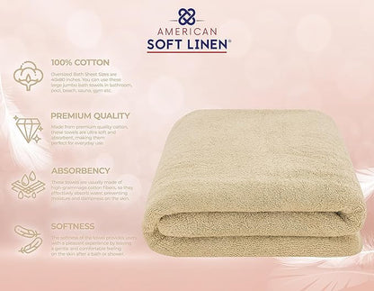 American Soft Linen 100% Cotton 600 GSM Turkish 40x80 Oversized Bath Towel Sheet