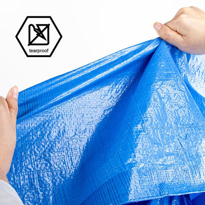 CARTMAN Finished Size 10x10 Feet Blue Poly Tarp 5 Mil Thick, Multipurpose Protective Cover for Camping, Tent, Boat, RV, Car
