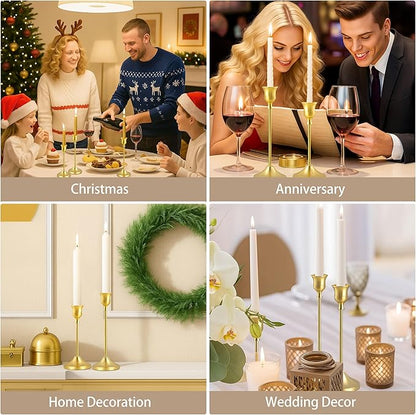 Candlestick Holders, 6PCS Gold Metal Taper Candle Holder Vintage Candlestick Holder Decorative for Home Decor Table Centerpiece Wedding Housewarming Gift