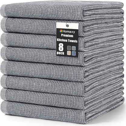 Homaxy Premium Kitchen Towels, Large Cotton Kitchen Hand Towels, Flat and Terry