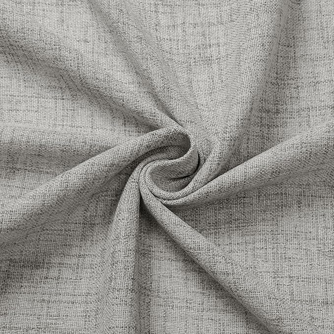 Tollpiz Linen Tier Curtain Rod Pocket Semi Sheer Half Kitchen Curtains Burlap Light Filtering Thick Linen Drape for Bathroom, 30 x 36 inches Long, Silver Grey, Set of 2 Panels
