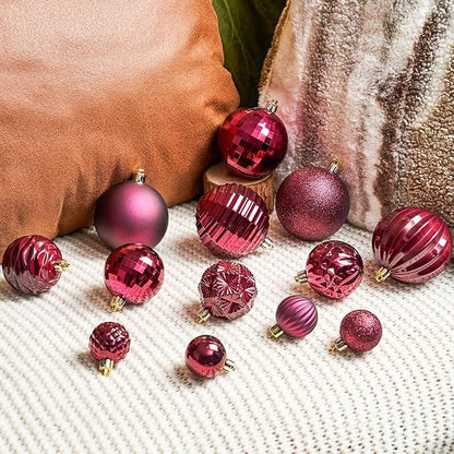 JORNOY Christmas Tree Ornaments Set, 47 Pack Assorted Shatterproof Hanging Balls Decorations, Plastic Bulbs Bulk with Lanyard for Home Holiday Party Decor, 3-Sizes (Jewel Tone)