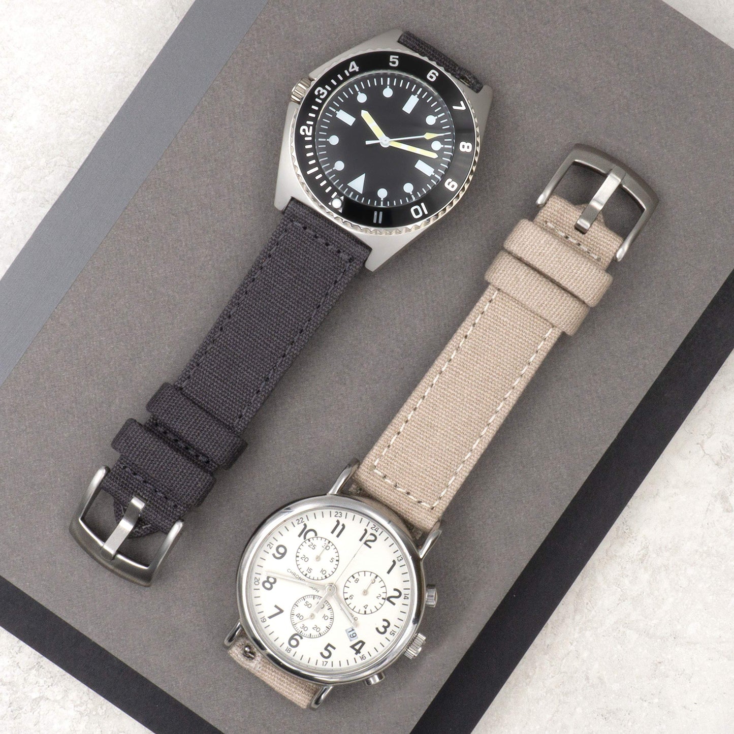 Benchmark Canvas Watch Band - Quick Release Cotton Fabric Watch Straps for Men & Women (20mm, Grey)