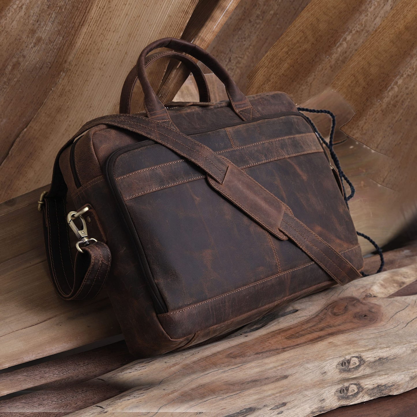 Leather briefcase bag for men Leather Laptop Bags For Men and Women Travel Messenger Bag 16 Inch (Vintage Brown, 16 Inch Briefcase)