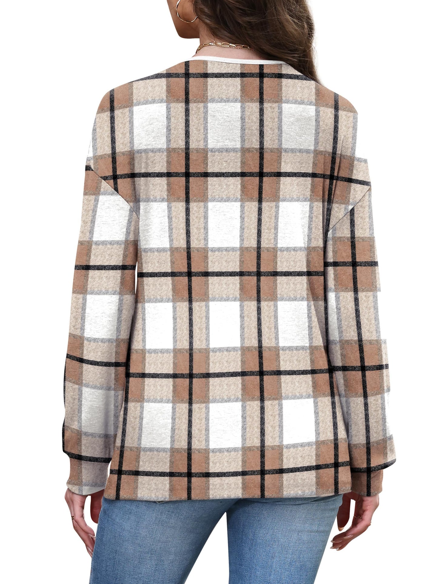 WIHOLL Long Sleeve Shirts for Women V Neck Tops Tunic Fall Winter Sweatshirts 2025 Clothes