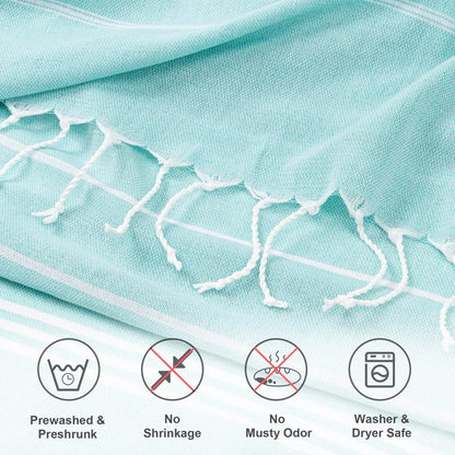 Aegero Turkish Beach Towel, 36"x71" Quick Dry Sand Free Oversized Bath Pool Swim Towel, Lightweight Travel Turkish Towels Vacation Essentials, Blue
