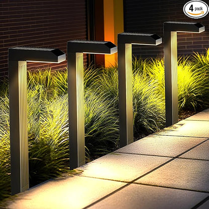 Solar Pathway Lights Outdoor 4 Pack, 3 Color in 1 Bright Landscape Lighting with Cool/Warm/Daylight White Modes, Auto On/Off, IP65 Waterproof for Yard Garden Patio Walkway Sidewalk Lawn Decor