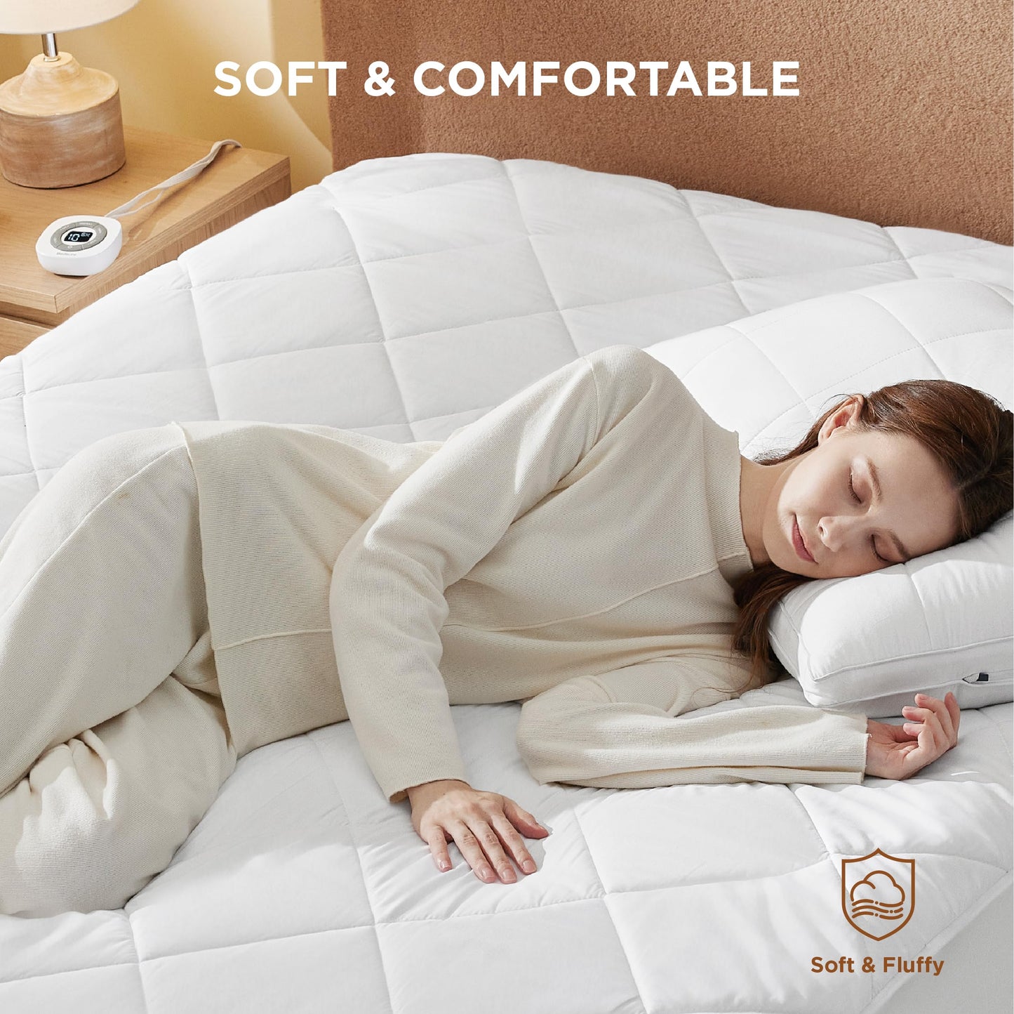 Bedsure Heated Mattress Pad King - Bed Warmer with Memory & Preheat Functions, 12-Hour Auto Off & 10 Heat Settings, Dual Controllers, Fast Heating, Brushed Electric Mattress Pad King, 78"x80"