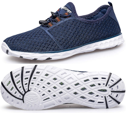 DOUSSPRT Men's Water Shoes Quick Drying Sports Aqua Shoes BlueWhite Size 12.5