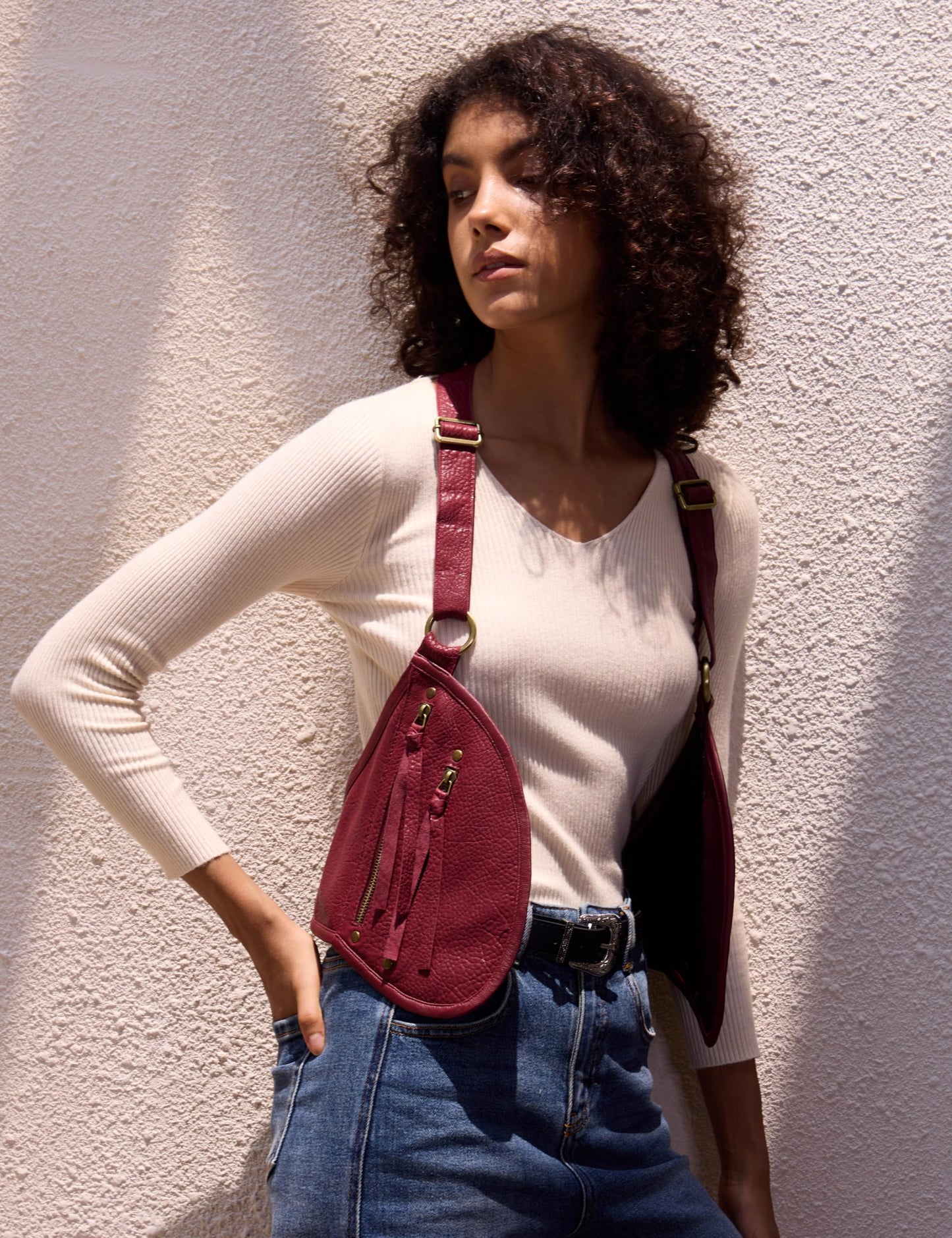 LyzerMia Harness for Women Genuine Leather with Pocket Steampunk Vest, Burgundy