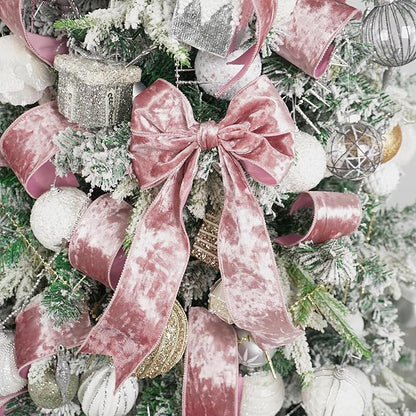 MEEDEE Dusty Rose Velvet Ribbon - 2.5 Inch Crushed Velvet Christmas Ribbon, 10 Yards for Tree Decoration, Wreaths, Crafts
