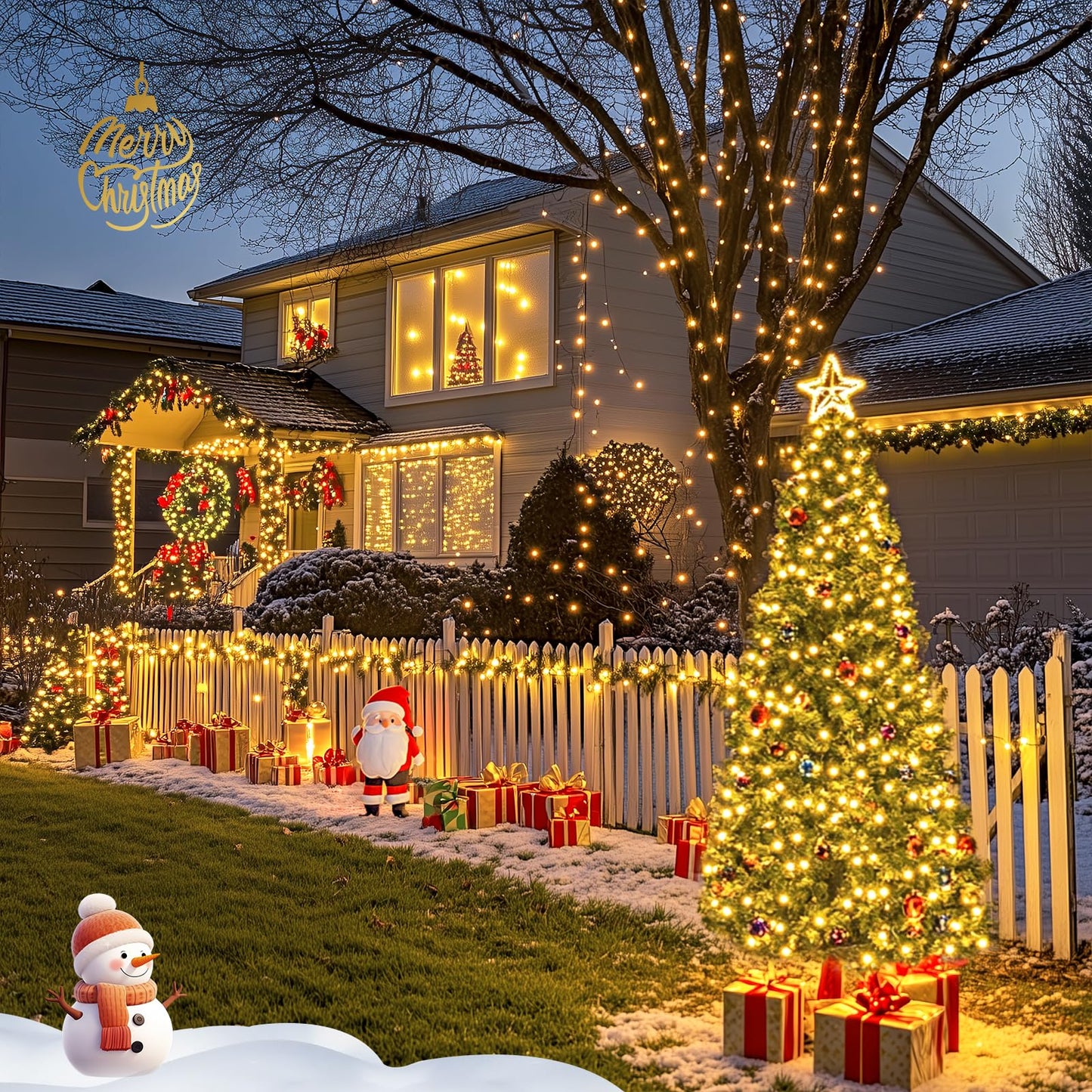 JMEXSUSS 2 Pack Solar String Lights Outdoor Waterproof - Total 400 LED 151FT Solar Lights Outdoor, 8 Modes Warm White Christmas Light for Outside Patio Yard Tree Garden Christmas Decorations